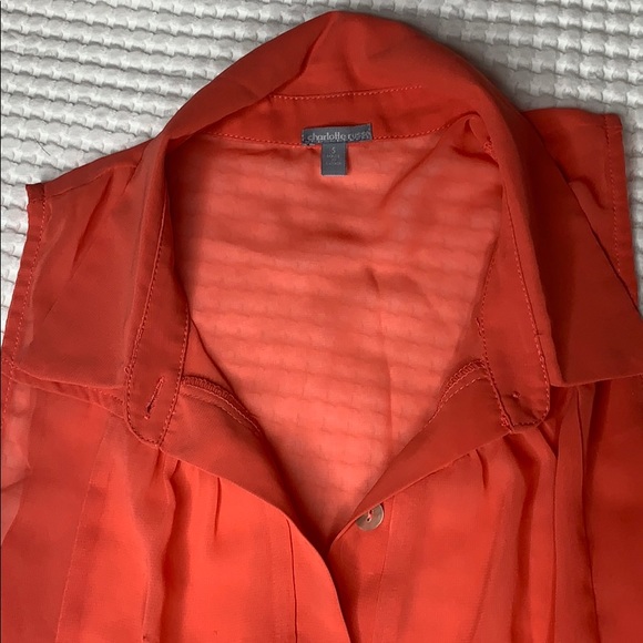 Charlotte Russe button-down blouse color-salmon - Picture 4 of 6